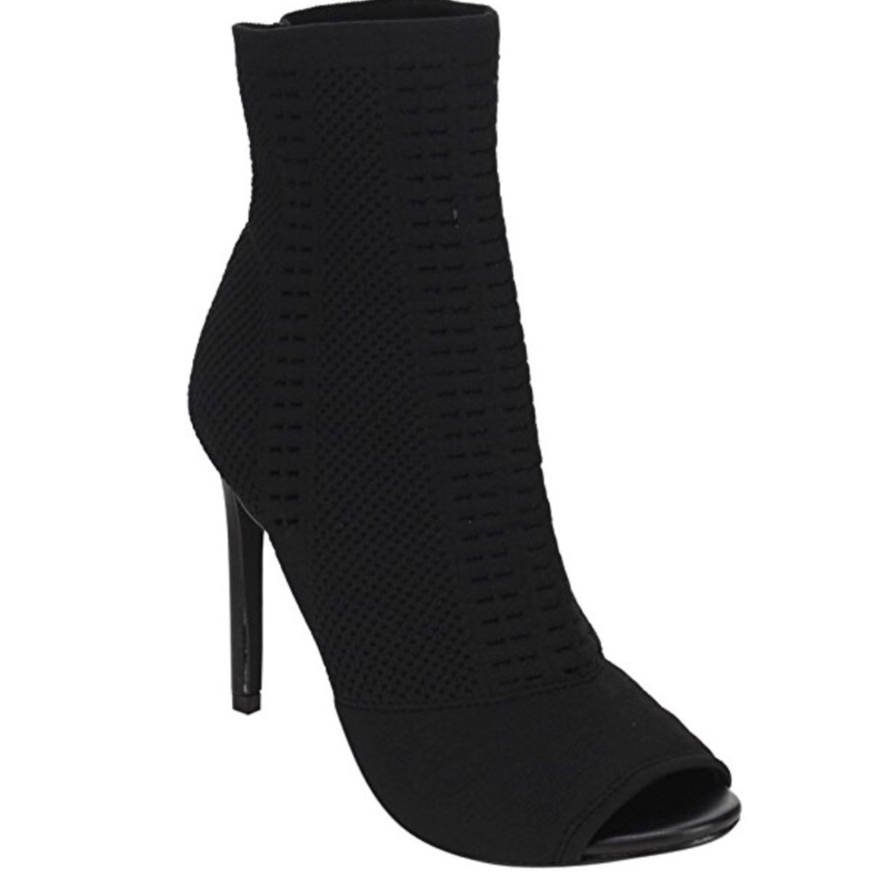 Womens Open Toe Knit Ankle Booties
